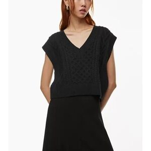 Babaton Aritzia Emporia 100% Merino Wool Black Knit Sweater Vest - Small